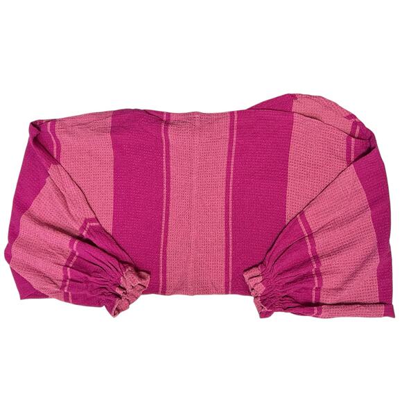 LOGO Lori Goldstein Evelyn Shrug Sweater Pink Striped Relaxed Fit Plus Size 1X - Picture 9 of 10